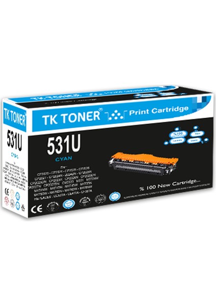 531U - CE411A - CC531A - CF381A 2800 Sayfa Mavi Muadil Toner