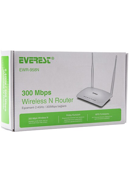 EWR-958N 300 Mbps 1 WAN + 4 LAN Port WISP+Repeater+Access Point 2.4GHz Beyaz Kablosuz Router