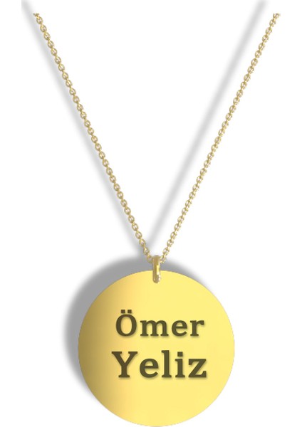 Isimli Altın Kaplama 925 Ayar Gümüş Plaka Kolye