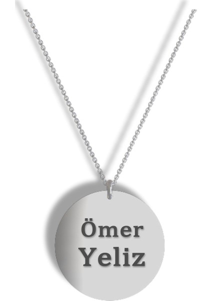 Isim Veya Harf Yazılabilen Gümüş Plaka Kolye