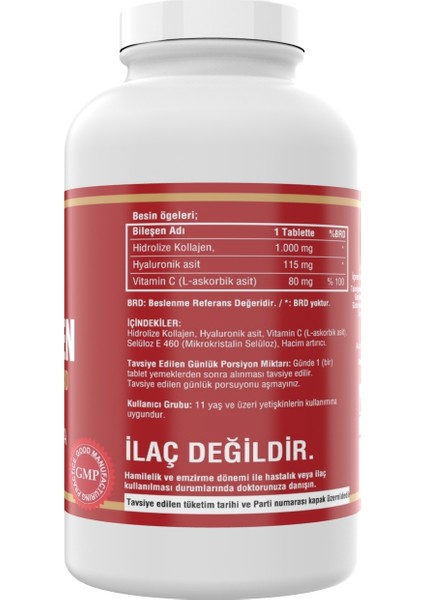 Hidrolize Collagen 1000 Mg Hyaluronic Acid C Vitamini 2 Adet 300 Tablet