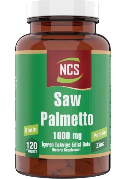 Saw Palmetto 1000 Mg Pumpkin Biotin Zinc Complex 2 Adet 120 Tablet