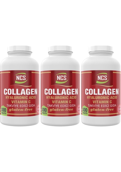 Hidrolize Collagen 1000 Mg Hyaluronic Acid C Vitamini 3 Adet 300 Tablet