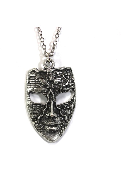Maske Gümüş Kaplama Zincir Kolye