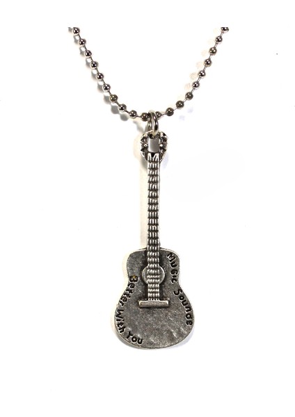 Gitar Gümüş Kaplama Zincir Kolye