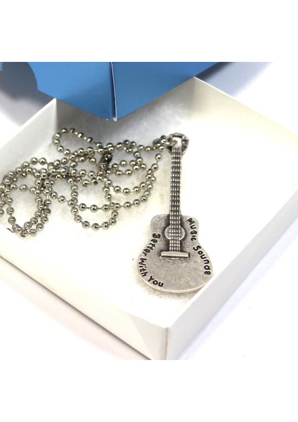 Gitar Gümüş Kaplama Zincir Kolye fiyatları