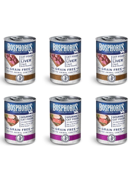 Tahılsız Yetişkin Kedi Maması – 6’lı Paket (3x Ciğerli, 3x Gurme)