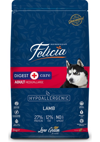 Az Tahıllı 3 kg Yetişkin Kuzulu M/large Breed Hypoallergenic Köpek Maması