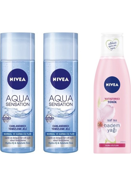 Aqua Sensatıon Yüz Temizleme Jeli 200 ml  2 Adet + Yatıştırıcı Yüz Tonik 200 ml