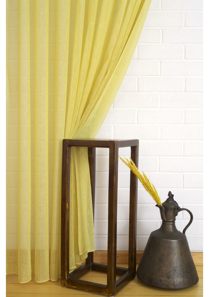 Keten Tül Limon Rengi 1-2,5 Orta Sık Pile 400 x 260 cm