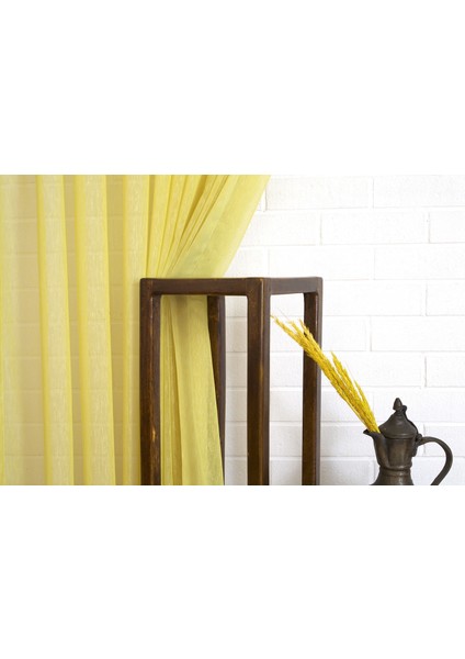 Keten Tül Limon Rengi 1-2,5 Orta Sık Pile 400 x 260 cm