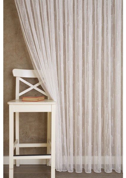 Keten Tül Simli Ekru 1-2 Seyrek Pile 250 x 260 cm