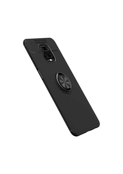 Xiaomi Redmi Note 9S / Note 9 Pro Kılıf Autofocus Shockprof Ravel Yüzüklü Standlı Slikon Kapak + Cam Ekran Koruyucu Lacivert