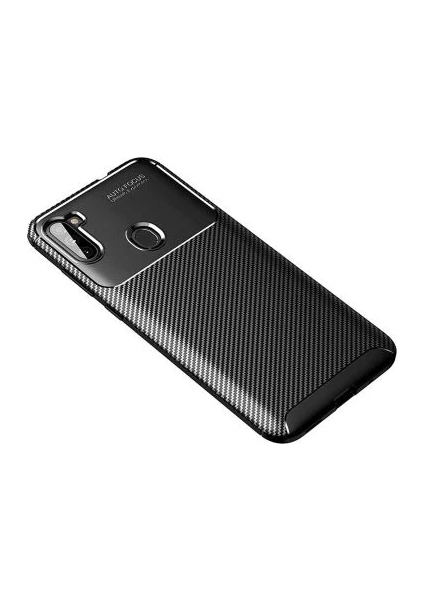 Case 4U M11 Uyumlu Kılıf Rugged Armor Karbon Desenli Lüx Negro Silikon Arka Kapak Siyah