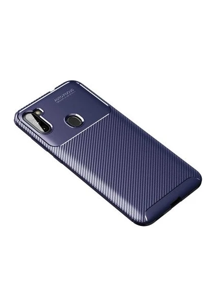 Case 4U M11 Uyumlu Kılıf Rugged Armor Karbon Desenli Lüx Negro Silikon Arka Kapak Lacivert