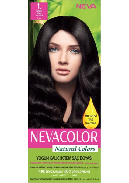 Natural Colors 1. Siyah - Kalıcı Krem Saç Boyası Seti
