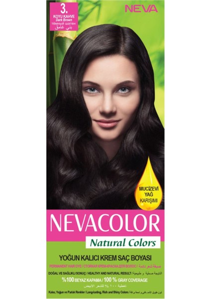 Natural Colors 3. Koyu Kahve - Kalıcı Krem Saç Boyası Seti