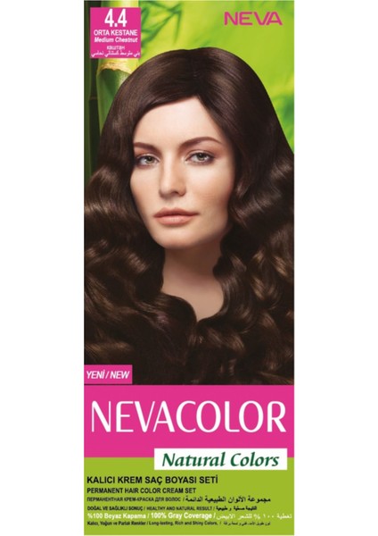 Natural Colors 4.4 Orta Kestane - Kalıcı Krem Saç Boyası Seti