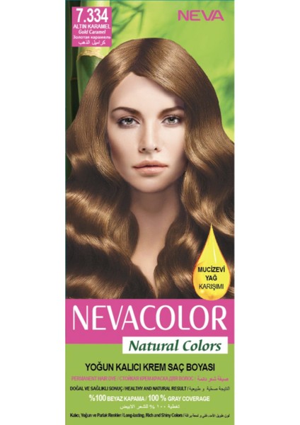 Natural Colors 7.334 Altın Karamel - Kalıcı Krem Saç Boyası Seti