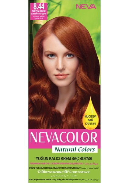 Natural Colors 8.44 Tarçın Bakır - Kalıcı Krem Saç Boyası Seti