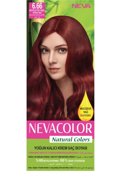 Natural Colors 6.66 Büyüleyici Kızıl - Kalıcı Krem Saç Boyası Seti