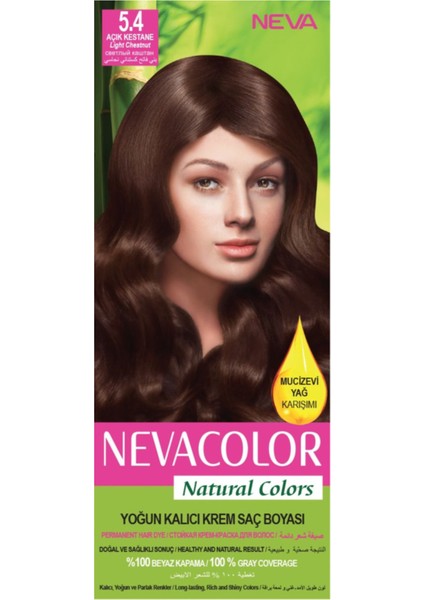 Natural Colors 5.4 Açık Kestane - Kalıcı Krem Saç Boyası Seti
