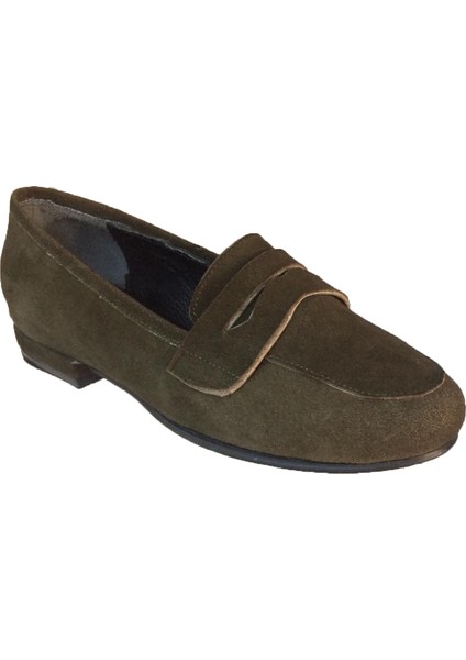 Haki Süet Loafer Babet