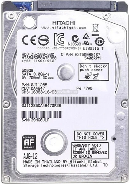 500 GB 2.5" 5400RPM Hard Disk (HGSTZ5K500)