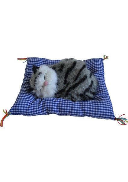 Peluş Uyuyan Miyavlayan Sevimli Kedi + Minder
