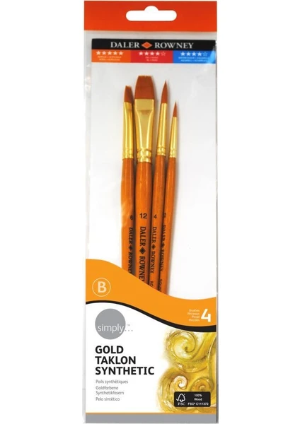 Daler Rowney Synthetic Gold Taklon 4'lü Fırça Seti 216920401