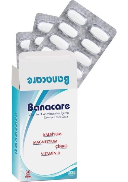 Banacare Vitamin D - Mineraller 30 Tablet
