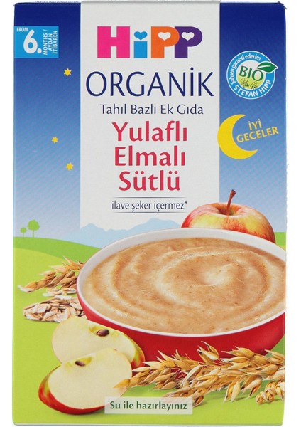 Organik İyi Geceler Sütlü Yulaflı Elmalı Tahıl Bazlı Kaşık Maması 250 gr