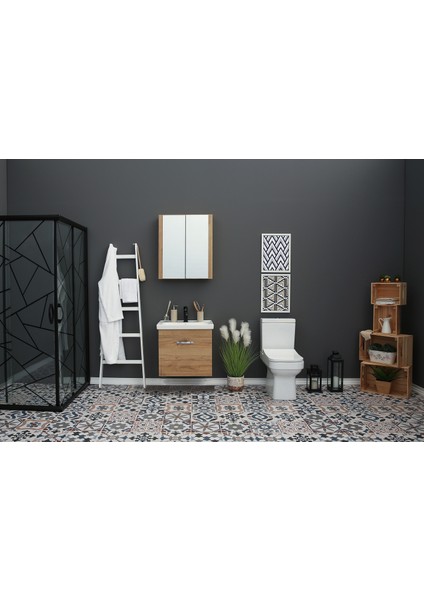 Saydam Banyo Stil 60 cm Banyo Dolabı Meşe