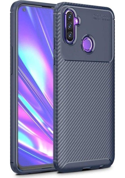 Samsung Galaxy M11 Kılıf Negro Karbon Silikon + Nano Glass Lacivert