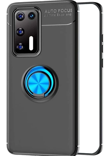 Case Street Huawei P40 Kılıf Ravel Silikon Yüzüklü Mıknatıslı Mavi