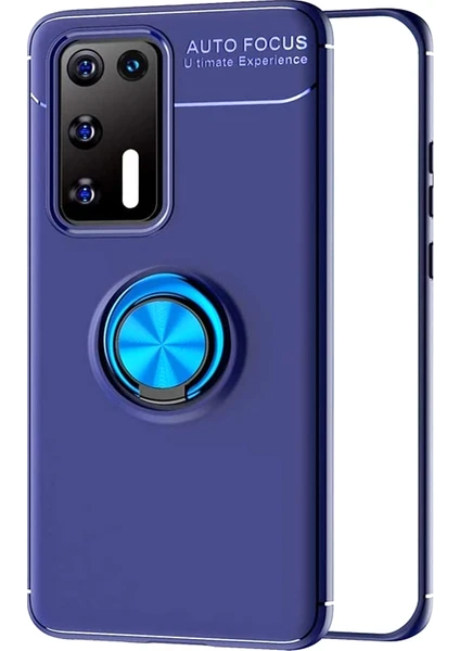 Case Street Huawei P40 Kılıf Ravel Silikon Yüzüklü Mıknatıslı Lacivert