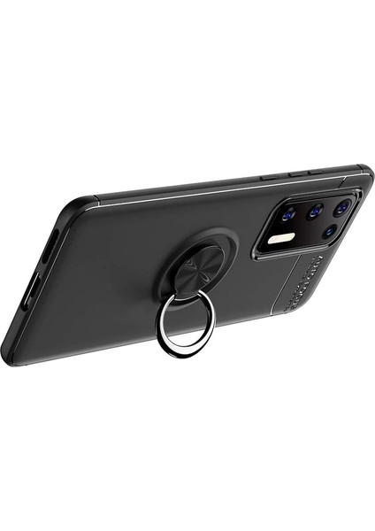 Huawei P40 Kılıf Ravel Silikon Yüzüklü Mıknatıslı Siyah