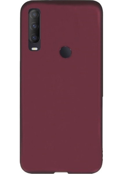 Alcatel 1s 2020 Kılıf Premier Silikon Esnek Koruma + Nano Glass Mürdüm