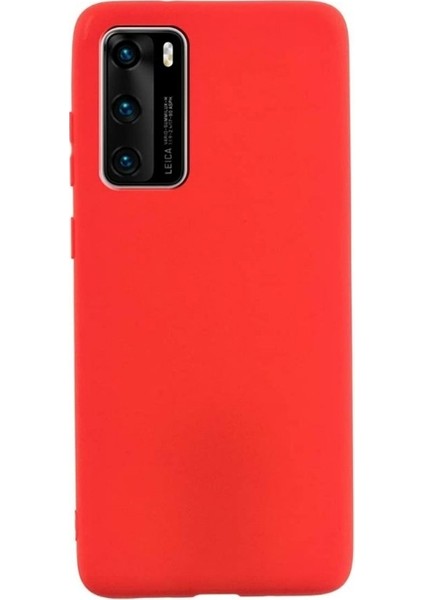 Huawei P40 Kılıf Premier Silikon Esnek Koruma + Full Ekran Koruyucu Kırmızı