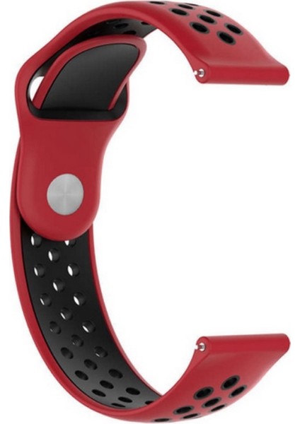 Huawei Watch GT 2e 46 mm Kordon Delikli Çift Renk Silikon Kırmızı