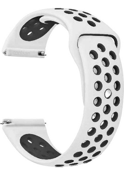 Huawei Watch GT 2e 46 mm Kordon Delikli Çift Renk Silikon Beyaz