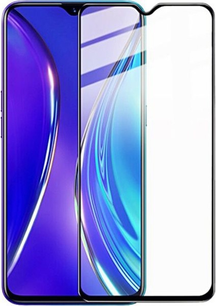 Realme Xt Full Kapatan Renkli Cam Tam Koruma Siyah
