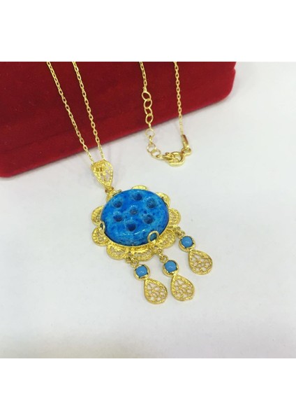 Altın Kaplama Süryani Nazar Boncuklu Kolye