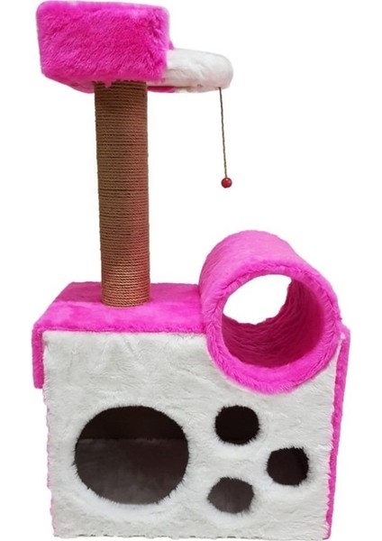 Yuvalı ve Oturaklı Kedi Tırmalama 90 cm (Pembe)