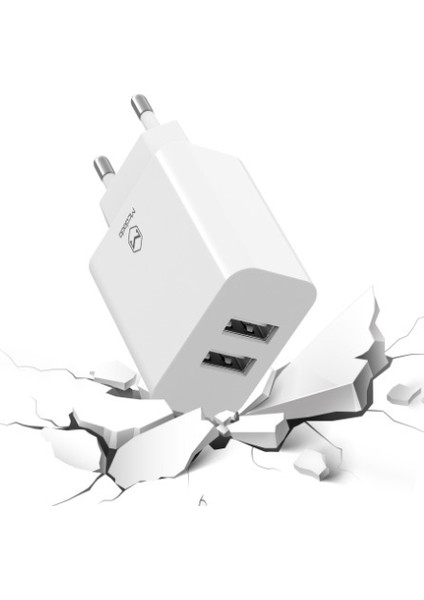 CH-662 2 USB Girişli Adaptör + Lightning Şarj ve Data Kablo 1 mt