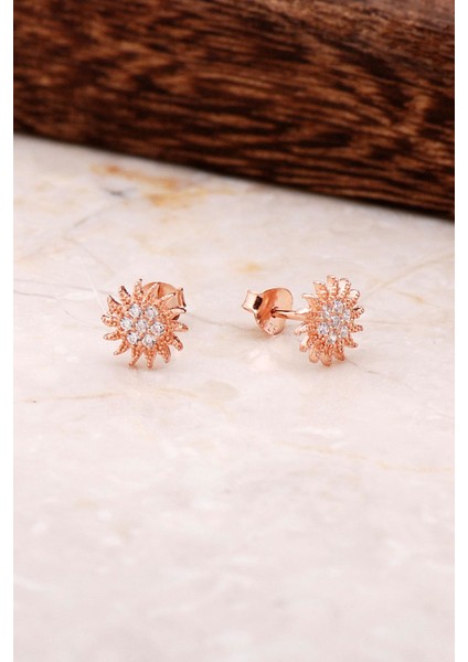 Güneş Rose Gümüş Küpe 4796