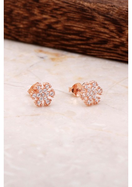 Kar Tanesi Rose Gümüş Küpe 4795