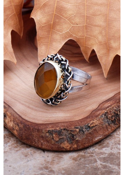 Topaz Elişi Tasarım Gümüş Yüzük 2972