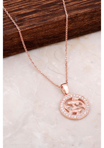 Balık Burcu Rose Gümüş Kolye 6684
