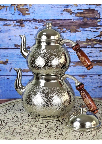 Damla Keski Nikelli Bakır Çaydanlık